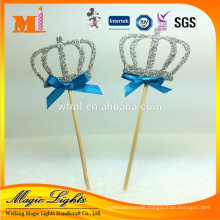 Slivery Crown with Toothpick Cake Toppers for Birthday Cake Decoration